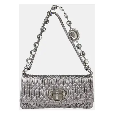 Miu Miu Silver Leather Shoulder Bag