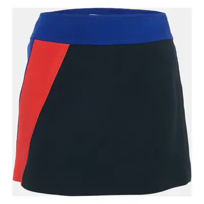 Miu Miu Blue Colorblocked Crepe Mini Skirt