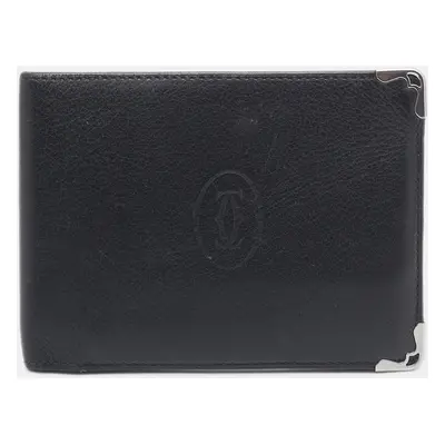 Cartier Black Leather Must De Cartier 6CC Bifold Wallet