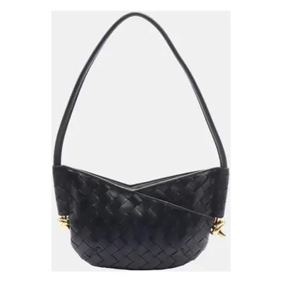 Bottega Veneta Black Leather Soltis Shoulder Bag