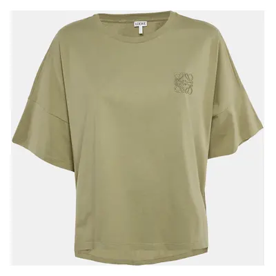 Loewe Olive Green Cotton Anagram Embroidered T-Shirt