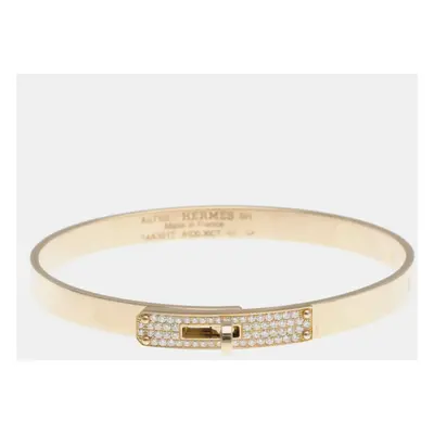 Hermes 18K Rose Gold and Diamond Kelly Bangle Bracelet