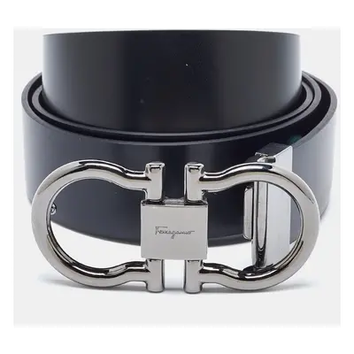 Salvatore Ferragamo Black/Brown Leather Cut to Size Reversible Gancini Belt