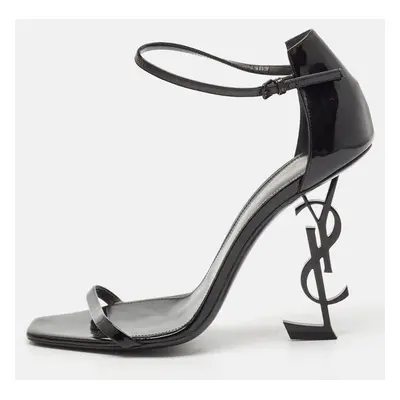 Saint Laurent Black Patent Leather Opyum Sandals Size