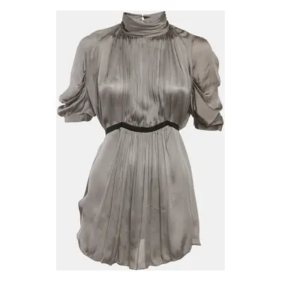 Prada Grey Silk Pleated Blouse