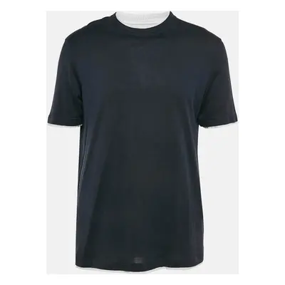 Brunello Cucinelli Navy Blue Jersey Crewneck T-Shirt