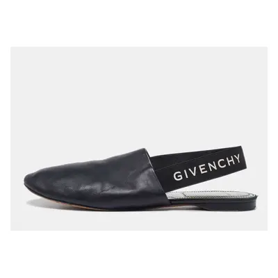 Givenchy Black Leather Rivington Slingback Flats Size