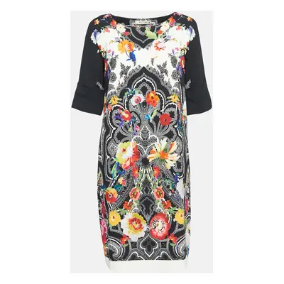 Etro Black Floral Print Stretch Crepe Shift Dress