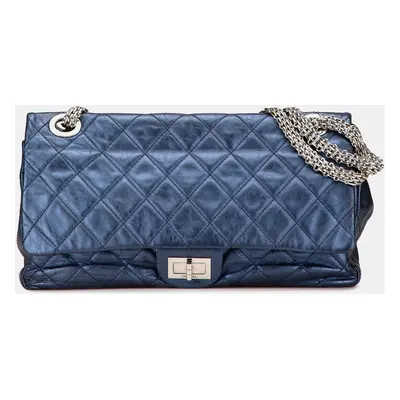 Chanel Blue Reissue 2.55 Aged Metallic Calfskin Flap