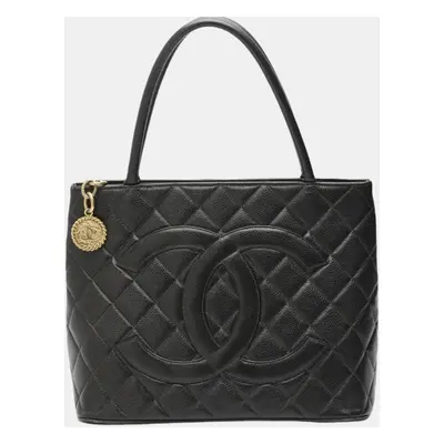 Chanel Matte Black Caviar Skin Reproduction Tote Bag