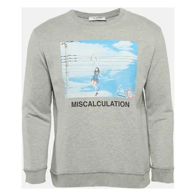 Valentino Grey Musicalculation Print Cotton Print Sweatshirt