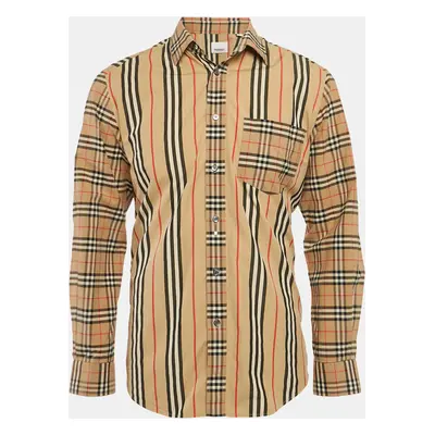 Burberry Beige Tartan Check Cotton Button Front Shirt