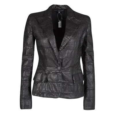 Gianfranco Ferre Brown Grass Snake Leather Jacket