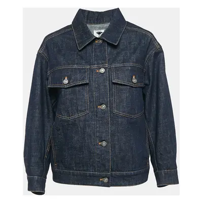 Dior Navy Blue Denim Button Front Loose Fit Jacket