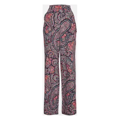 Etro Multicolor Floral Paisley Print Silk Wide-Leg Pants