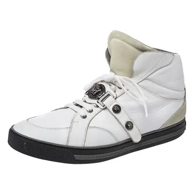 Versace White Leather Medusa High Top Sneakers Size