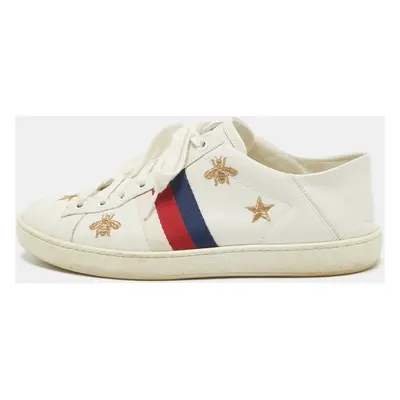 Gucci White Leather Ace Lace Up Sneakers Size