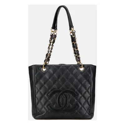 Chanel Black Caviar Petite Shopping Tote