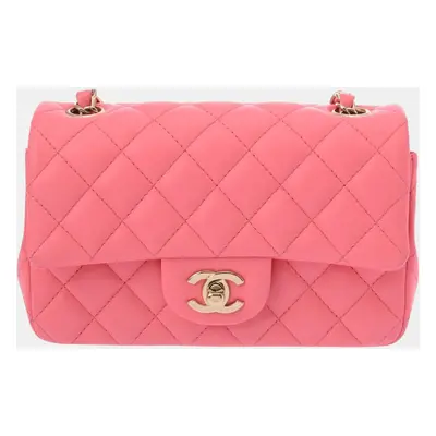 Chanel Pink Lambskin Leather Flap Chain Shoulder Bag