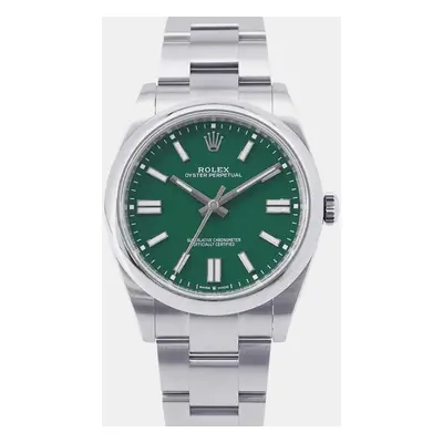 Rolex Green Stainless Steel Oyster Perpetual Automatic Men's Wristwatch mm