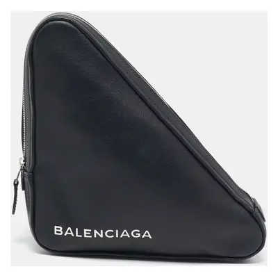 Balenciaga Black Leather Triangle Pouch