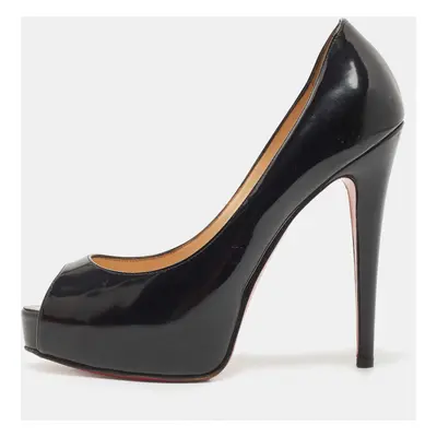 Christian Louboutin Black Patent Leather Very Prive Pumps Size 36.5