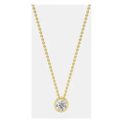 14K Single White Lab Grown Diamond Stone Bazel 18" Pendant With Chain (0.21 Ctw)