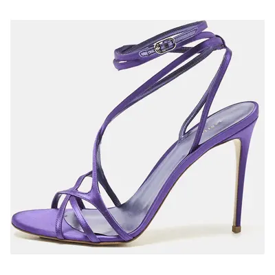 Le Silla Purple Satin Ankle Strap Sandals Size 40.5