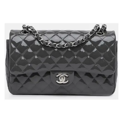 Chanel Grey Medium Classic Patent Double Flap