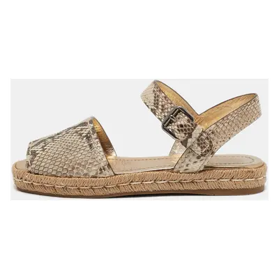 Prada Brown Python Leather Slingback Espadrille Flats Size