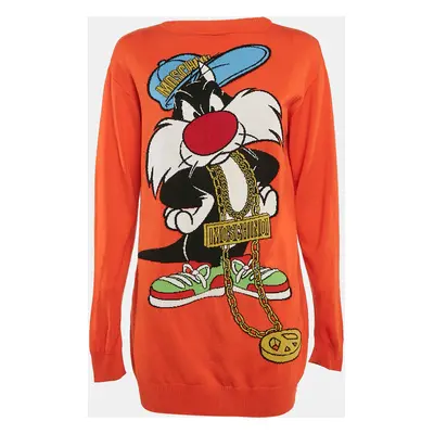 Moschino Couture X Looney Tunes Orange Intarsia Wool Sweater