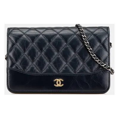 Chanel Black Quilted Aged Calfskin Gabrielle Wallet On Chain