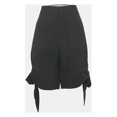 Chloe Anthracite Blue Crepe Bow Tie Detail Shorts