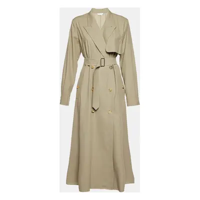 Max Mara Grey Gabardine Double Breasted Pea Coat