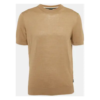 Boss By Hugo Boss Brown Linen Blend Knit Crew Neck T-Shirt