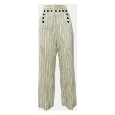 Dior Cream Striped Tasar Silk Culottes