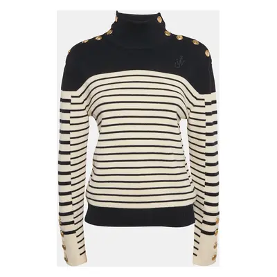 JW Anderson Navy Blue Striped Merino Wool Knit Sweater