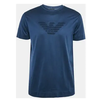 Emporio Armani Navy Blue Logo Embroidered Jersey T-Shirt