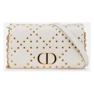 Dior White Mini Calfskin Macrocannage Lucky Star Caro Bag