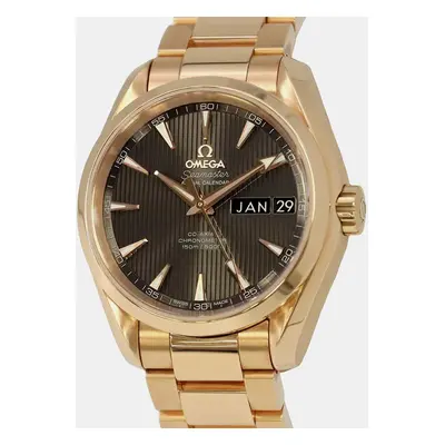 Omega Grey 18k Rose Gold Seamaster Aqua Terra Automatic Men's Wristwatch 38.5 mm