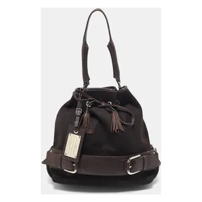 Dolce & Gabbana Choco Brown Alcantara Miss Loop Hobo