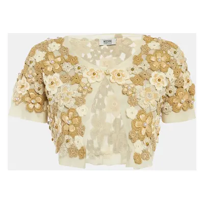 Moschino Cheap and Chic Beige/Gold Floral Embroidery Mesh Jacket