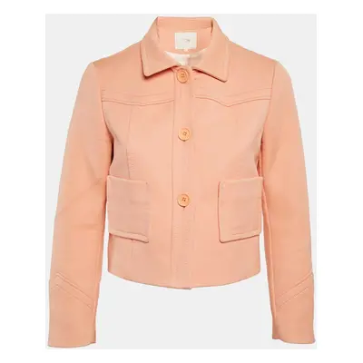 Maje Light Orange Cotton Button Front Cropped Jacket