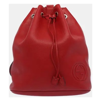 Gucci Red Leather Soho Bucket Bag