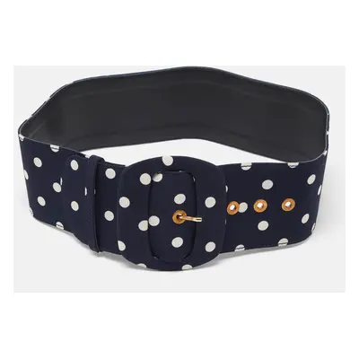 Moschino Navy Blue/White Polka Dot Buckle Wide Belt