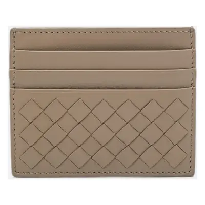 Bottega Veneta Beige Intrecciato Leather Card Holder