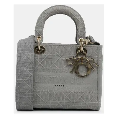 Dior Grey Canvas Medium Lady D-Lite Tote Bag