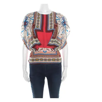 Etro Multicolor Printed Silk Blouson Top