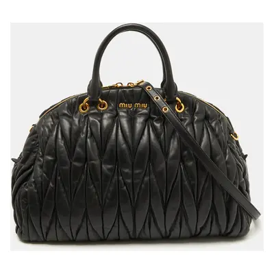 Miu Miu Black Matelasse Leather Dome Satchel