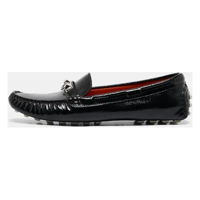 Hermes Black Patent Leather Irving Loafers Size